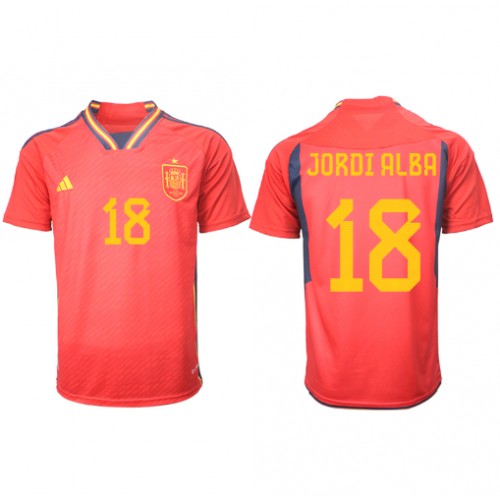 Spain Jordi Alba #18 Replica Home Shirt World Cup 2022 Short Sleeve